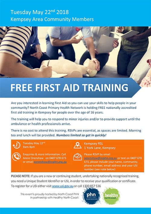 Free Community First Aid Training Healthy North Coast